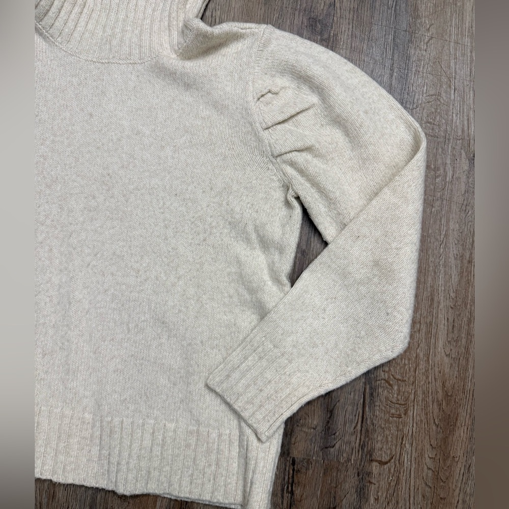 CAbi • Oatmeal Heather Puff Sleeve Turtleneck Sweater - Picture 9 of 16